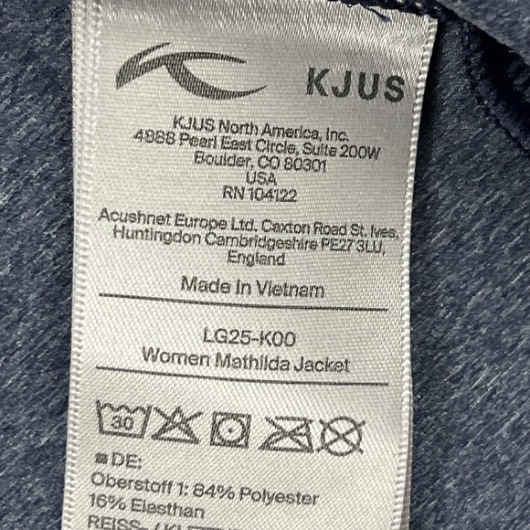 KJUS Mathilda Jacket Womens 40 Blue Full Zip Stretch UPF 50+ Golf Performance - Picture 10 of 12